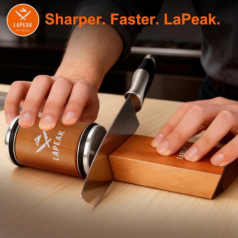 Lapeak طقم شarpener سكين دوار، أداة شarpener سكين، شarpener سكين مع الماس والسيراميك للفولاذ من أي صلابة، شarpener سكاكين المطبخ، في الهواء الطلق والأدوات بزاوية مغناطيسية 15° و 20°. - Image 5